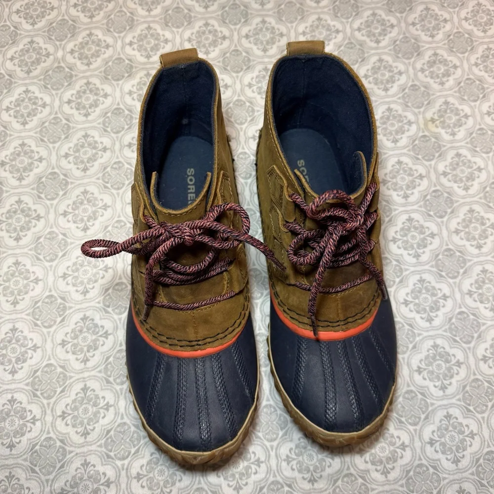 Sorel Women's Out N About Leather Waterproof Duck Boot Tan Brown Sz 7